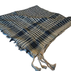 Woven taupe and black houndstooth square scarf